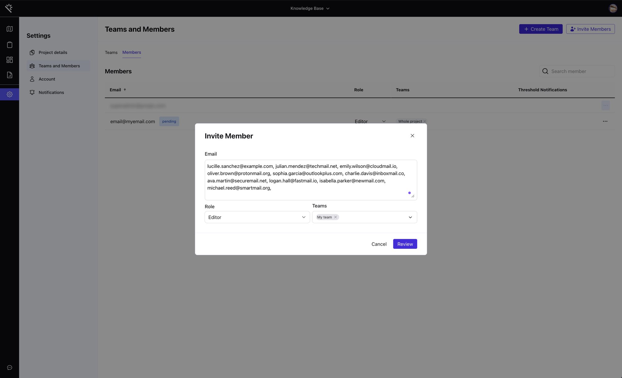 How to invite members to the project?